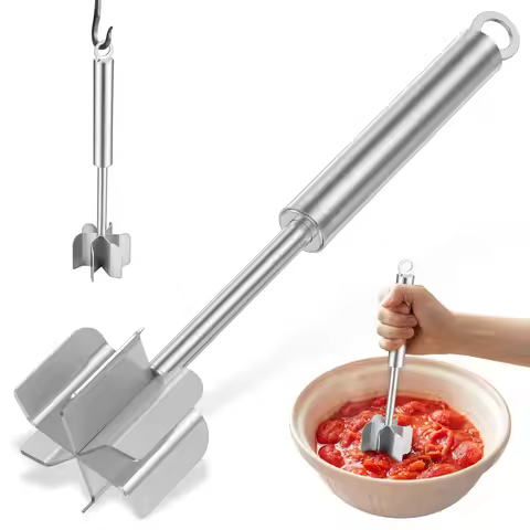 Ground Beef Masher 304Stainless Steel Meat Chopper Hamburger Potato Smasher Tools Handheld Meat Mash