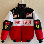 HotF1 เสื้อแจ็กเก็ตแขนยาว ผ้าฝ้าย ปักลาย Ferrari Team สไตล์เรโทร แฟชั่นฤดูใบไม้ร่วง ฤดูหนาว สําหรับแข่งรถจักรยานยนต์