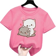 atasan kaos anak perempuan gambar kucing/cat love gemes Tshirt kids kucing1-12tahun K.106