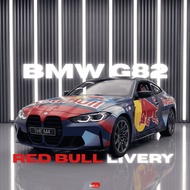 Diecast bmw M4 G82 Scale 1:24 Red Bull Livery Cool Chic Auto Metal Alloy Premium Display Collection