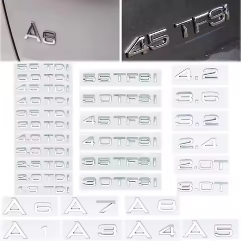 Car Trunk Sticker 3D ABS Glossy Black 2.0 2.5 3.0 4.0 5.0TDI 30 35 40 45 50 55 TDI For Audi A1 A3 A4