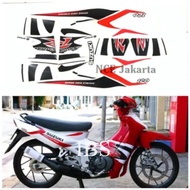 MERAH SATRIA DUMBA STRIPING 2002 2003 120R RED WHITE ORIGINAL 120 R DUMBA POLET BODY LINE