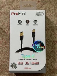 <全新有盒> ProMini 3m TypeC 充電線 叉電線 數據線 Charging Cable USB data cable
