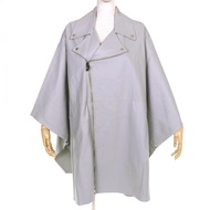 全新 △EMMETI Emmeti 羊皮拉鍊斗篷外套，灰色，38 碼，義大利製造，正品，女款，強烈推薦◎