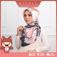 MICOLE C9098 HOT SALE PREMIUM Tudung Bawal Satin Silk Bidang 45 Muslimah Corak Printed Square Hijab 