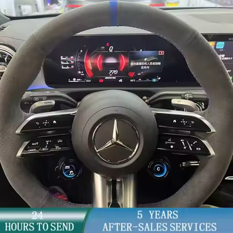Customized Car Steering Wheel Braid Cover Hand Sewing Suede Leather For Mercedes benz AMG GT E63 EQE