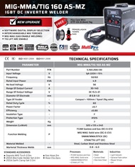 MESIN LAS MULTIPRO MIG MAG TIG 160 AS-MZ LAS CO TANPA GAS CO2 IGBT