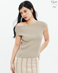 CUPPA - BISCUIT Knit Top (2 สี) เสื้อคอปาดไหมพรม ลายทอ Rib 3 ระดับ เก็บทรง จัดให้เป็นทรงไหล่ตกได้ ลา