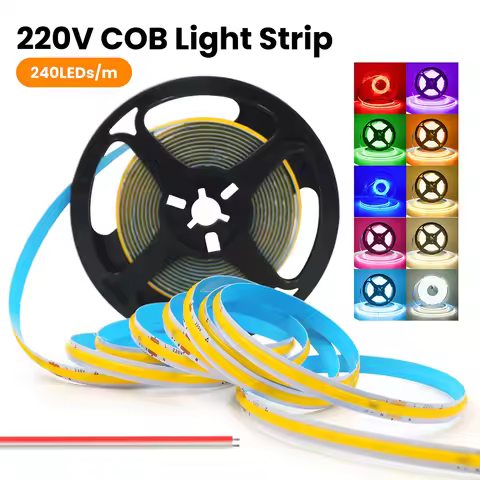 5m COB 220V Led Strip Light 230V 240V AC 240LED/m Flexible Tape Lights with IC Rectifier No Power Re