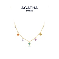 AGATHA/Aijiasha Lucky Four-leaf Flower Mini Necklace Colorful Gems Birthday Gift