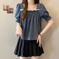 HANLUOGE | Áo Sơ Mi Tay Ngắn Cổ Voan Kiểu Hàn Quốc cho Nữ Size Lớn