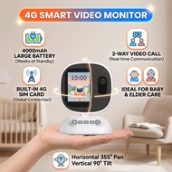 Portable 4G Smart Video Monitor with 2.8" Screen&4000mAh Battery 2K HD 2-Way Video Call Camera for B