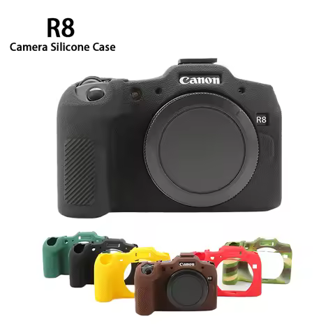 Soft Silicone Armor Camera Body Case For Canon EOS R8 Litchi Pattern Shockproof Cover
