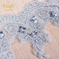 12cm Width Border Lace Trim With Beads*Jual Meter | Lace Mewah | Border Lace Hiasan Baju Kurung | Renda Baju Pengantin