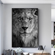 African Lion Head Canvas Art Poster Black White Animal Art Painting Wall Art Home Decoration