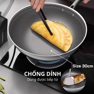 Non-stick Honeycomb Pan size 30cm Can Be Used Induction Hob, Stainless Steel Bottom With Fried Eggs, Specialized Fish Frying
