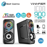 Vinnfier Icon 900 BT Bluetooth USB Speaker with 7 Modes LED Lights Sleek External Controller Stereo 