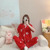 Korean pure Cotton Sleepwear Short Sleeve Pajama Set Home Wear terno for women #2