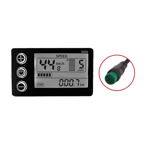 24V/36V/48V LCD Display Waterproof Plug S866 Controller Panel Dashboard Computer