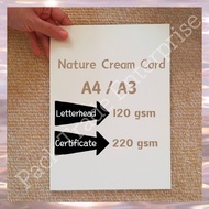 A5/A4/A3 Ivory Card Cream Butter Color 120g 220g Plain Certificate Paper, Kertas Sijil,Invitation Ca