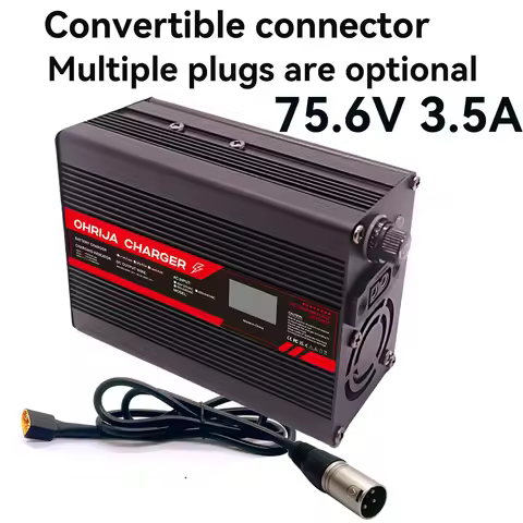 75.6V 3.5A 18S Lithium Battery Fast Charger with OLED Display Interchangeable Connector Fast stabili