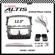Toyota Altis 2008 - 2012 12.3" BBA Casing Android Player Installation Dash Kit Player With Socket Ca