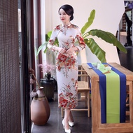 (Ready Stock in Malaysia) Cheongsam Dress Long Sleeve Baju Tradisional Cina Perempuan Plus Size 6Xl 
