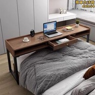 c!原木可移動跨床桌臥室床上書桌床尾桌實木電腦桌長條桌家用化妝
