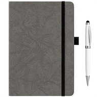Pejovo A5 Lined Leather Journal Notebook With Pen, (Grey), 200 Pages, Medium 5.9×8.4 inches - 120gsm Thick Paper, Sturdy Hardcover Journal for Men Women Writing, Daily Diary and Note Taking
