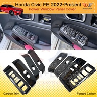 Honda Civic FE 2022-Present Power Window Panel Protector Cover Carbon Trim For Car Accessories