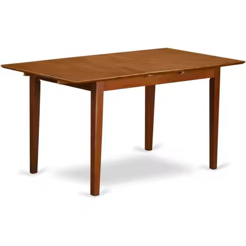 Picasso Style Dining Table with Expandable Surface, 32x60 Inches, Saddle Brown Finish