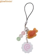 GLOWHIVE Fish Cake Keychain, Pink Squid Roll Street Food Food Taiyaki Pendant, Phone Lanyard Kawaii 
