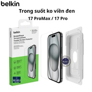 BELKIN Super Hard Black Borderless Transparent Tempered Glass for IPhone 17 Pro / 17 Pro Max with Ad