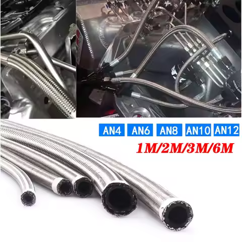 1m 3m 6m AN4 AN6 AN8 AN10 AN12 AN16 Stainless Steel Braided Brake Gas Oil Fuel Line Hose Oil Cooler 