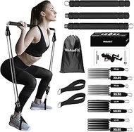 Pilates bar kit with Resistance bands/3-Section Pilates Bar with Non-Slip Foot Belts