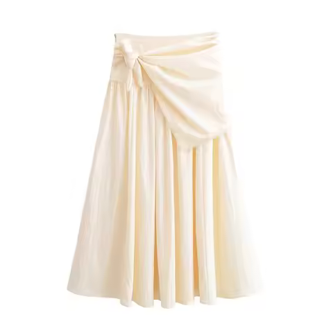 Women's Skirt 2026 New Fashion Spring Summer Beige Fluffy Scarf Midi Skirt for Women Casual Chic Per