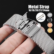 1.0mm Mesh Stainless Steel Strap 18mm 20mm 22mm 24mm Metal Watch Band Women Men Universal Bracelet 3