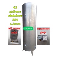 42 GALLONS PURE STAINLESS 304 1.2MM PRESSURE TANK