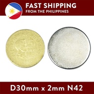 Magnet Manila D30mm X 2mm N42 Strong Neodymium