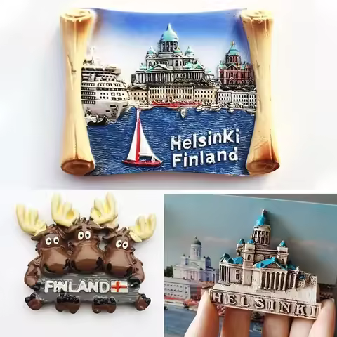 Finland fridge magnets Lapland Helsinki Tourism souvenir travel Memorial Decoration Crafts Resin Lan