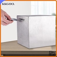 KKGOO Piggy Bank, Security Stainless Steel Money Box, Home Use Handmade Desktop Ornament Portable Co