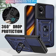 Camera Protection Case For Oppo Reno 10 Pro 5G 10Pro Reno10Pro Reno10 5G Phone Case Armor Shockproof Bumper Casing Push Pull Window Hard Cover