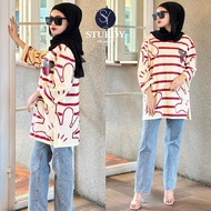 STURDY| Women's oversized t-shirt with 7/ sleeves, 8 mickey red pou oversized t shirt woman