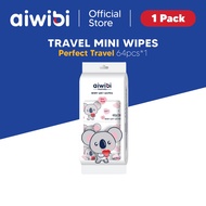 Aiwibi Baby Travel Mini Water Wipes 64's (1 Pack)