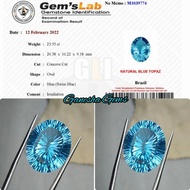 Natural Swiss Blue Topaz HQ 23.55 Ct - Memo Book GLI lab