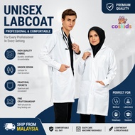 【READY STOCK 】 Unisex Lab Coat Straight Cut White Coat Medical Hospital Lab Uniform Student Labwear 