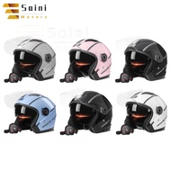 Saini Motors IN stock Open Face Motorcycle Helmet Impact-Absorbing Liner ABS Shell Flip Up Dual Lens Clear Visors Sun Shield Lightweight 3/4 Half Helmets For Men Women