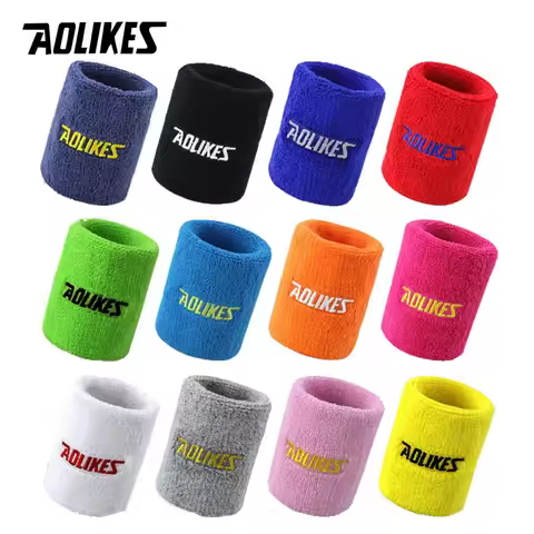 AOLIKES Wrist Sweatband Tennis Sport Wristband Volleyball Gym Wrist Brace Support Sweat Band Towel B