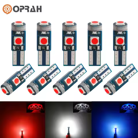 10pcs T5 Led Bulb W3W W1.2W Led Canbus 2835 3 SMD Car Interior Lights Dashboard Indicator Wedge Auto