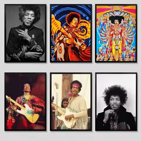 J-Jimi Hendrix Live On Stage Poster Sticky Posters Waterproof Paper Sticker Coffee House Bar Home De